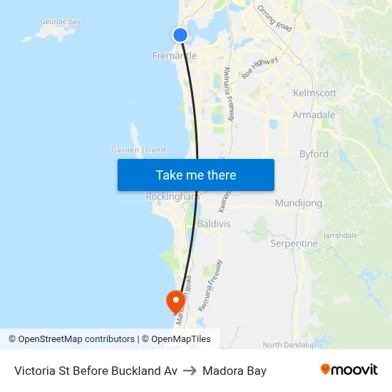 Victoria St Before Buckland Av to Madora Bay map