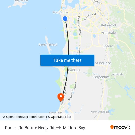 Parnell Rd Before Healy Rd to Madora Bay map