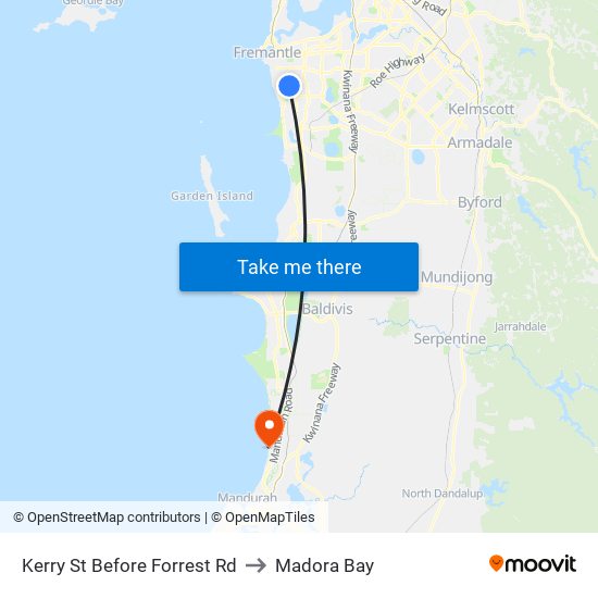 Kerry St Before Forrest Rd to Madora Bay map