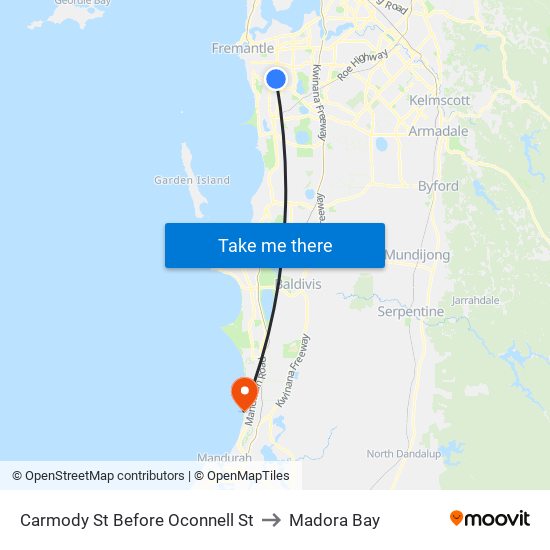 Carmody St Before Oconnell St to Madora Bay map