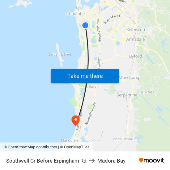 Southwell Cr Before Erpingham Rd to Madora Bay map