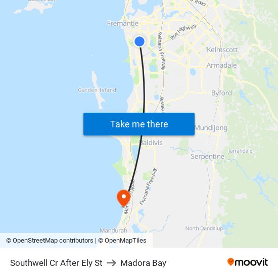 Southwell Cr After Ely St to Madora Bay map