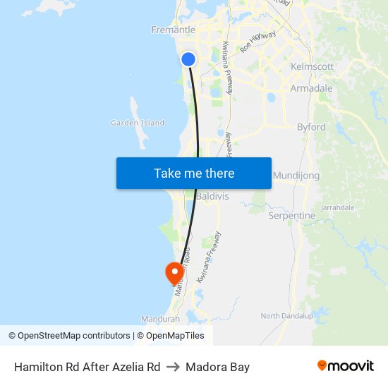 Hamilton Rd After Azelia Rd to Madora Bay map