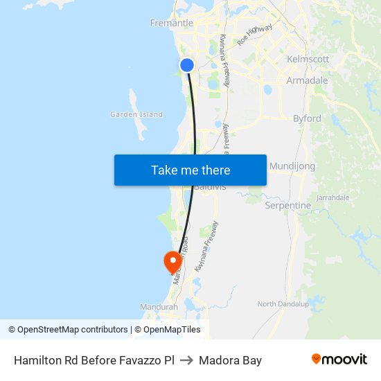 Hamilton Rd Before Favazzo Pl to Madora Bay map