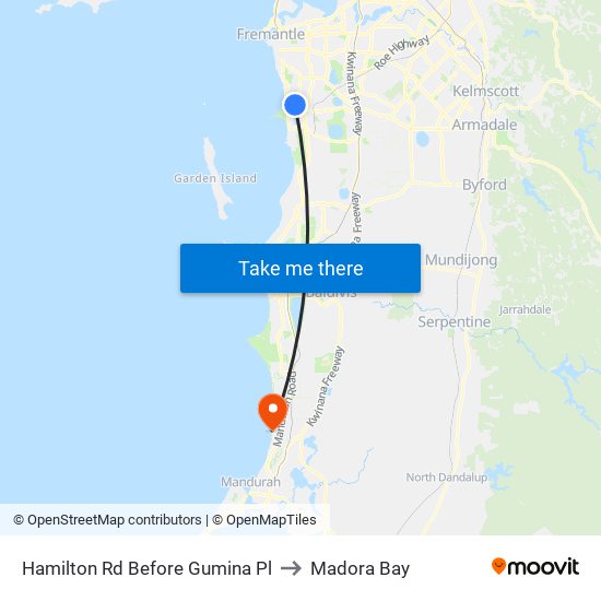Hamilton Rd Before Gumina Pl to Madora Bay map