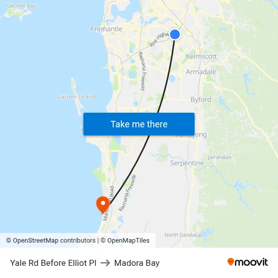 Yale Rd Before Elliot Pl to Madora Bay map