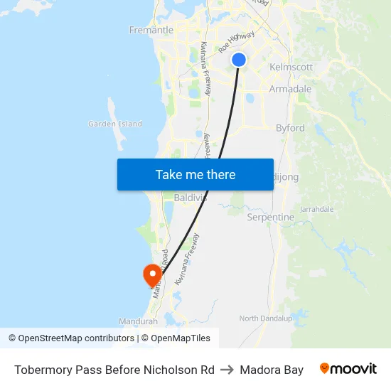 Tobermory Pass Before Nicholson Rd to Madora Bay map
