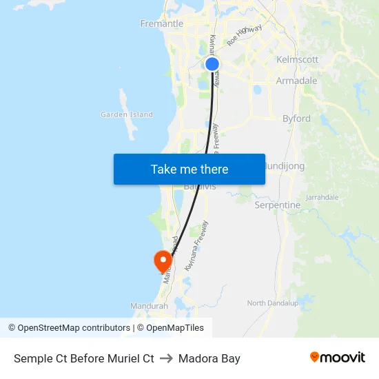 Semple Ct Before Muriel Ct to Madora Bay map