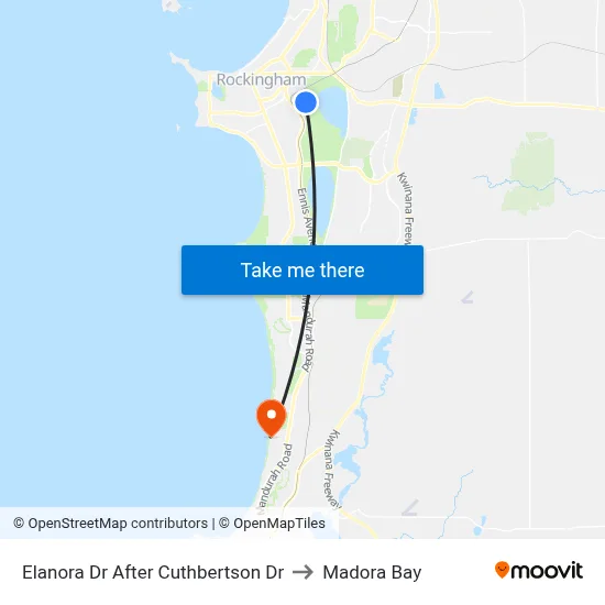 Elanora Dr After Cuthbertson Dr to Madora Bay map