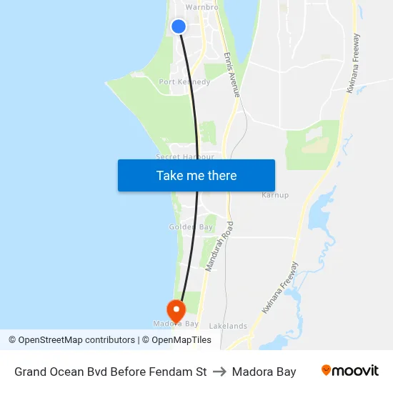 Grand Ocean Bvd Before Fendam St to Madora Bay map