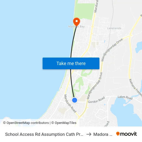 School Access Rd Assumption Cath Prim Sch to Madora Bay map