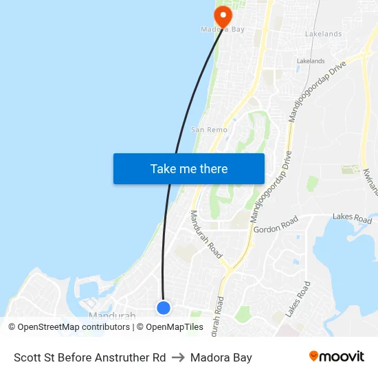 Scott St Before Anstruther Rd to Madora Bay map