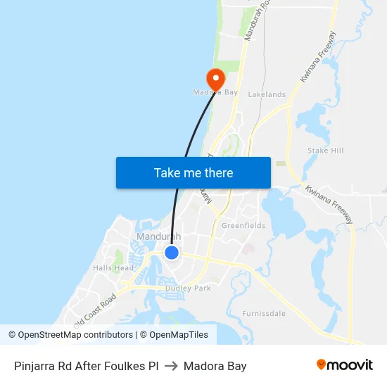 Pinjarra Rd After Foulkes Pl to Madora Bay map