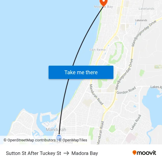 Sutton St After Tuckey St to Madora Bay map