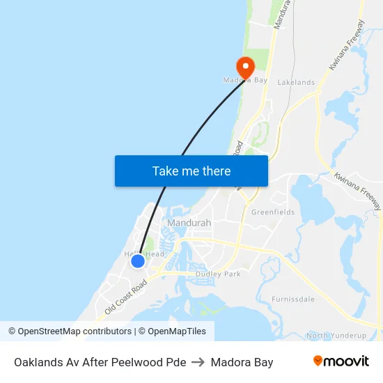Oaklands Av After Peelwood Pde to Madora Bay map