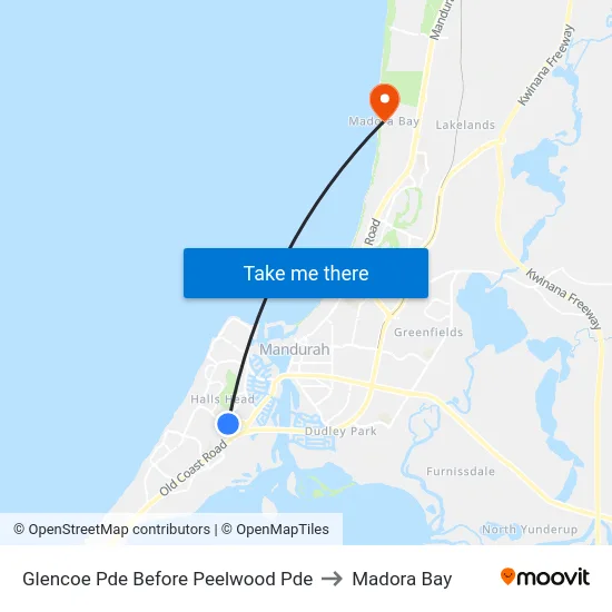Glencoe Pde Before Peelwood Pde to Madora Bay map