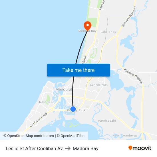 Leslie St After Coolibah Av to Madora Bay map