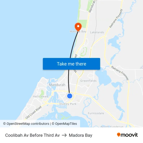 Coolibah Av Before Third Av to Madora Bay map