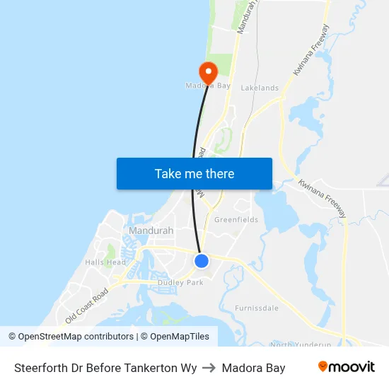 Steerforth Dr Before Tankerton Wy to Madora Bay map