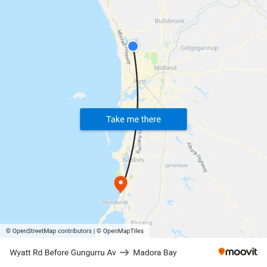 Wyatt Rd Before Gungurru Av to Madora Bay map