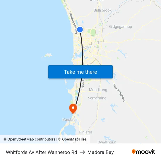 Whitfords Av After Wanneroo Rd to Madora Bay map