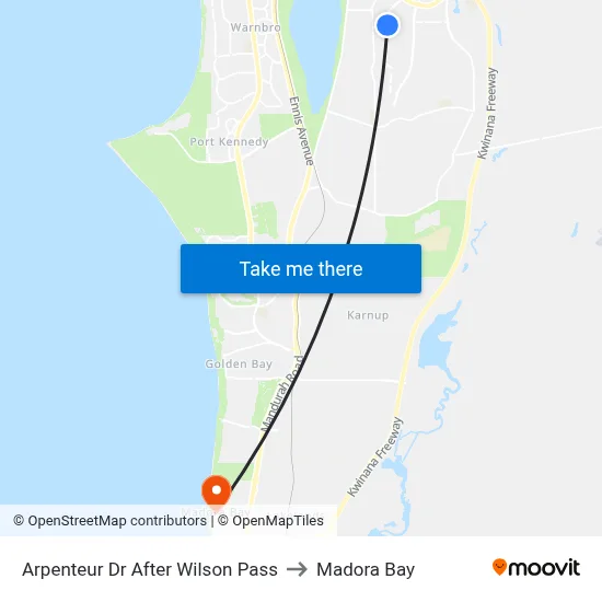 Arpenteur Dr After Wilson Pass to Madora Bay map