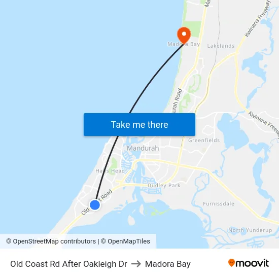 Old Coast Rd After Oakleigh Dr to Madora Bay map