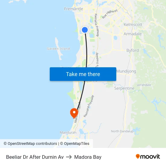 Beeliar Dr After Durnin Av to Madora Bay map