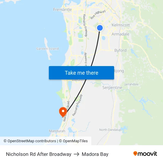 Nicholson Rd After Broadway to Madora Bay map