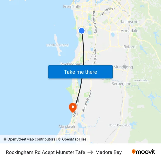 Rockingham Rd Acept Munster Tafe to Madora Bay map