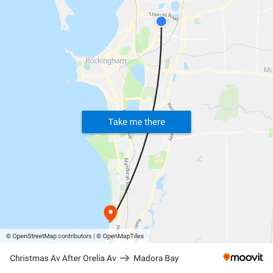 Christmas Av After Orelia Av to Madora Bay map