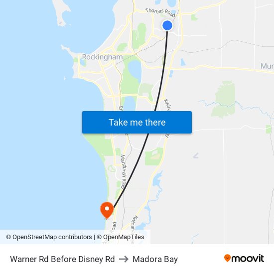 Warner Rd Before Disney Rd to Madora Bay map