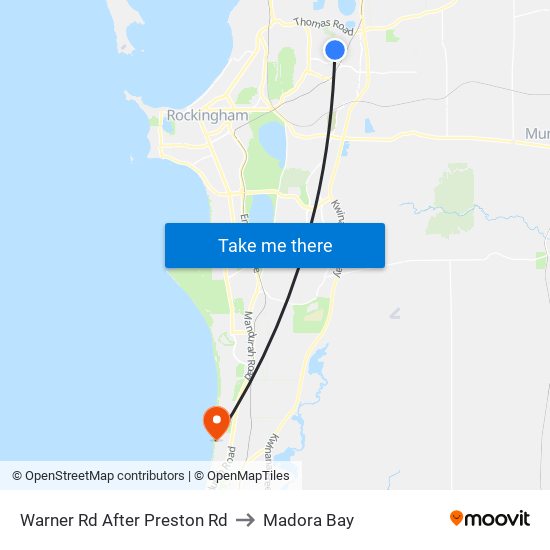 Warner Rd After Preston Rd to Madora Bay map