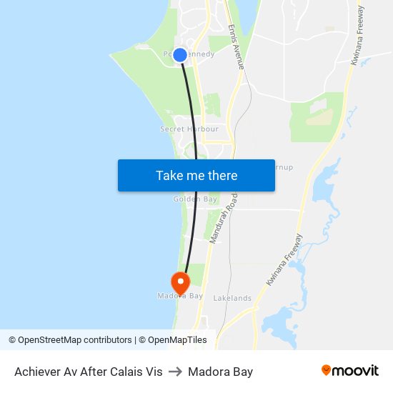 Achiever Av After Calais Vis to Madora Bay map
