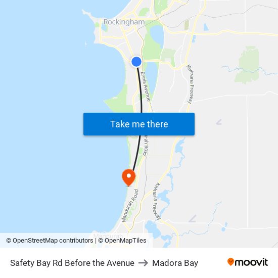 Safety Bay Rd Before the Avenue to Madora Bay map