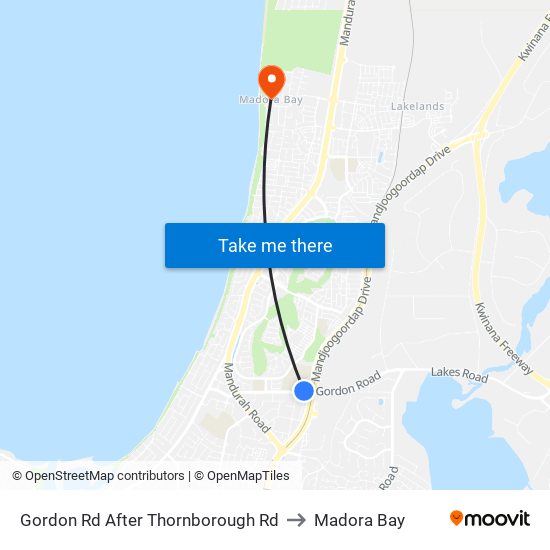 Gordon Rd After Thornborough Rd to Madora Bay map