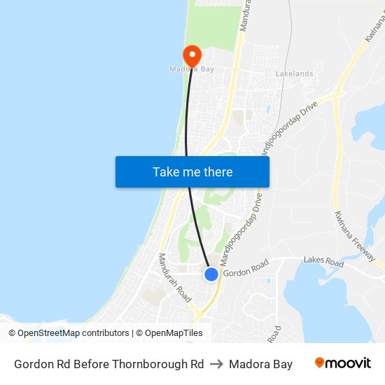 Gordon Rd Before Thornborough Rd to Madora Bay map