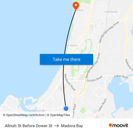 Allnutt St Before Dower St to Madora Bay map