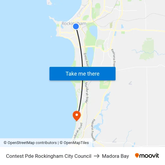 Contest Pde Rockingham City Council to Madora Bay map