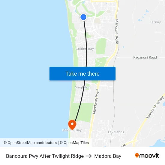 Bancoura Pwy After Twilight Ridge to Madora Bay map
