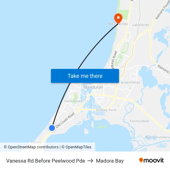 Vanessa Rd Before Peelwood Pde to Madora Bay map
