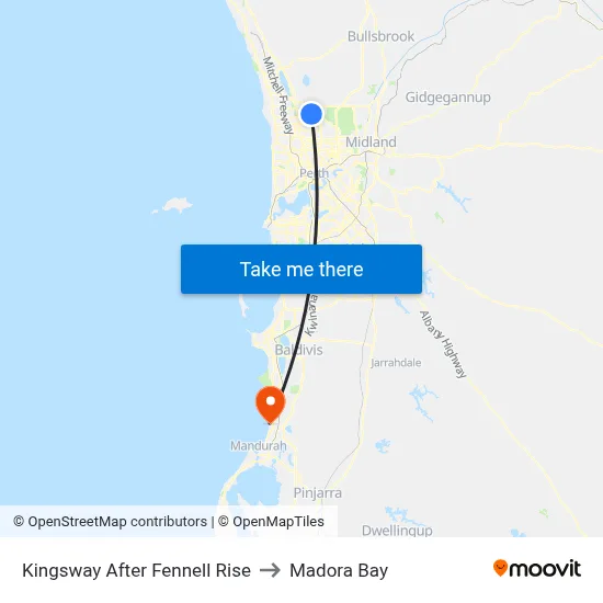 Kingsway   After Fennell Rise to Madora Bay map