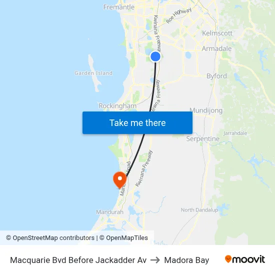 Macquarie Bvd Before Jackadder Av to Madora Bay map