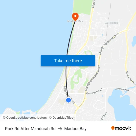 Park Rd After Mandurah Rd to Madora Bay map