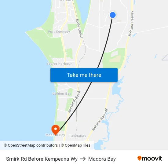Smirk Rd Before Kempeana Wy to Madora Bay map