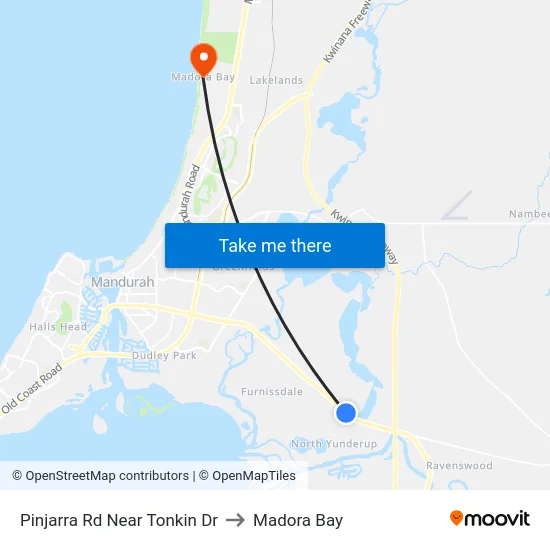 Pinjarra Rd Near Tonkin Dr to Madora Bay map