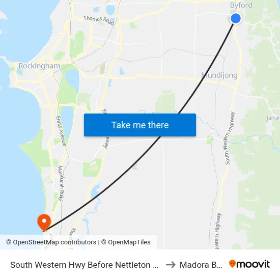 South Western Hwy Before Nettleton Rd to Madora Bay map
