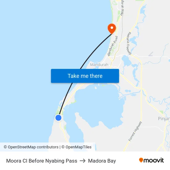 Moora Cl Before Nyabing Pass to Madora Bay map