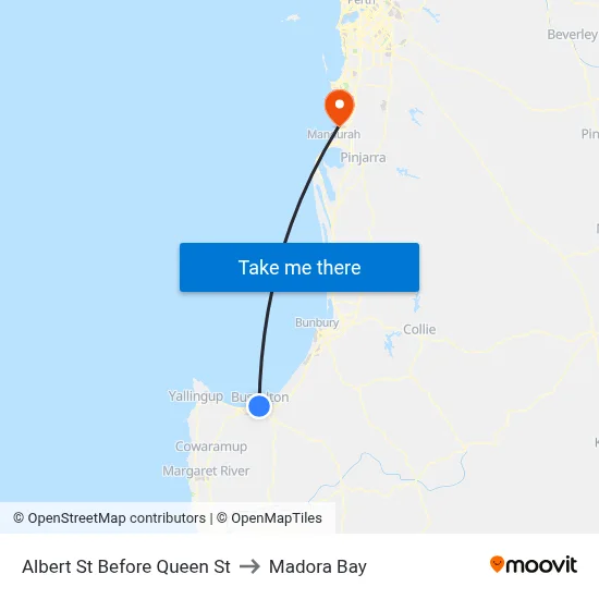 Albert St Before Queen St to Madora Bay map