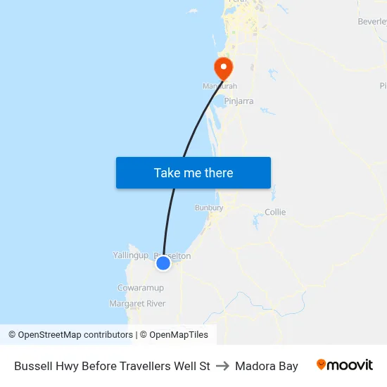 Bussell Hwy Before Travellers Well St to Madora Bay map